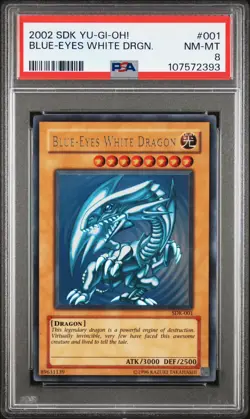 2002 Yu-Gi-Oh Blue-Eyes White Dragon SDK-001 PSA 8 NM-MT Starter Deck Kaiba - Image 1