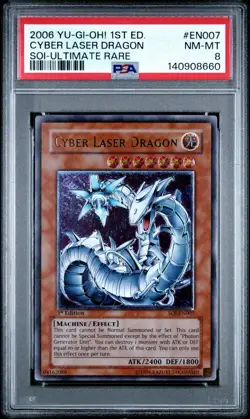2006 Yu-Gi-Oh! Cyber Laser Dragon Shadow of Infinity SOI 1st Ed UTR PSA 8 EURO - Image 1