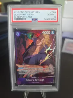 2025 One Piece - Carrying On His Will OP13-066 Silvers Rayleigh Alt Art PSA 10 - Image 1