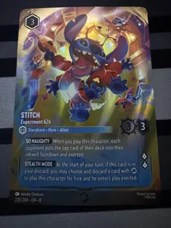 Disney Lorcana Enchanted stitch Experiment 626 220/204 Reign of Jafar Holo - Image 1