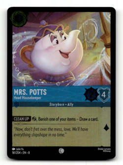 COLD FOIL - Disney Lorcana Mrs. Potts - Head Housekeeper 161/204 Reign of Jafar - Image 1