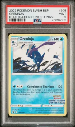 2022 POKEMON SWSH BLACK STAR PROMO ILLUSTRATION CONTEST 2022 #305 GRENINJA PSA 9 - Image 1