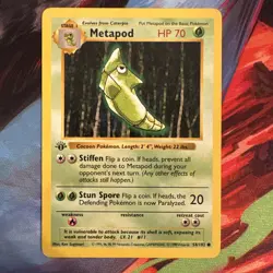 Metapod 054/102 Pokemon Base Set First Edition Shadowless - MP - Image 1