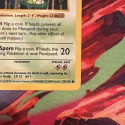 Metapod 054/102 Pokemon Base Set First Edition Shadowless - MP - Image 4