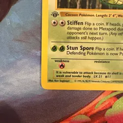 Metapod 054/102 Pokemon Base Set First Edition Shadowless - MP - Image 5