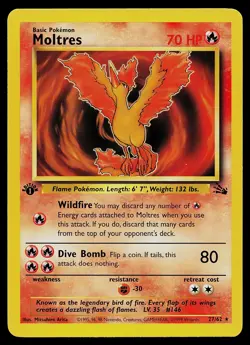 Pokemon Card - Moltres Fossil 27/62 Rare 1st Edition - Image 1