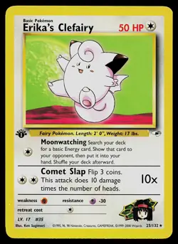 Pokemon Card - Erika's Clefairy 1st Edition Gym Heroes 25/132 Rare - Image 1