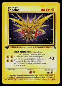Pokemon Card - Zapdos 1st Edition Fossil 30/62 Rare - Image 1