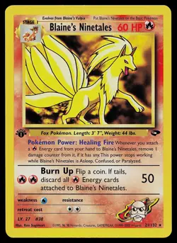 Pokemon Card - Blaine's Ninetales 1st Edition Gym Challenge 21/132 Rare - Image 1