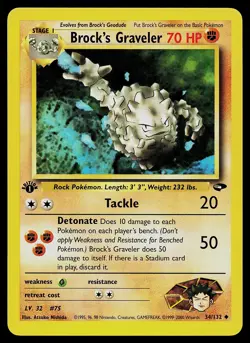 Pokemon Card - Brock's Graveler 1st Edition Gym Challenge 34/132 Uncommon - Image 1