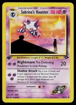 Pokemon Card - Sabrina's Haunter 1st Edition Gym Challenge 55/132 Uncommon - Image 1