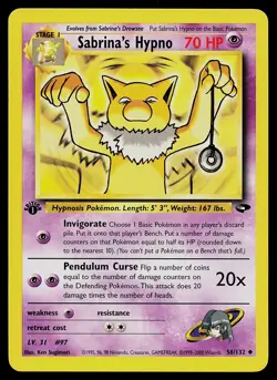 Pokemon Card - Sabrina's Hypno 1st Edition Gym Challenge 56/132 Uncommon - Image 1