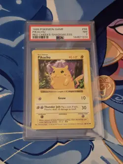 Pikachu, Pokemon, Base Set Shadowless, Red Cheeks, 58, PSA 7 - Image 1