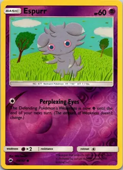 Espurr 59/147 C Burning Shadows Pokemon Reverse Holo NM - Image 1