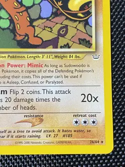 Sudowoodo 26/64 Neo Revelation Regular 2000 WotC Rare Pokemon TCG NM/MT Vintage - Image 4