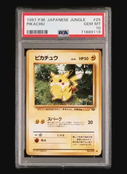1997 Pocket Monsters Pokemon Japanese Jungle Pikachu #25 PSA 10 GEM MINT Vintage - Image 1