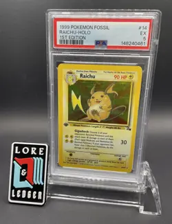 Raichu Holo 1st Ed. Pokemon Fossil PSA 5 1999 - Image 1