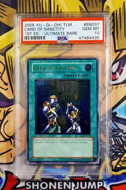 Yu-Gi-Oh CARD OF SANCTITY 1st Ed Lost Millennium TLM-EN037 PSA 10 Ultimate Rare - Image 1