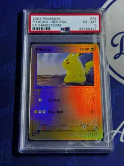 PSA 6 EX-MT Pikachu 72/100 Reverse Foil EX Sandstorm 2003 Pokemon TCG - Image 1