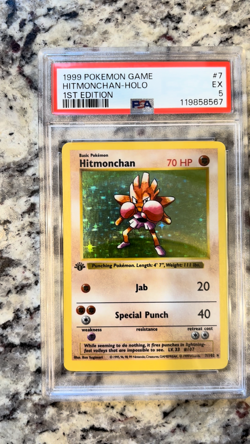 1999 Pokemon Base Set 1st Edition Hitmonchan #7 PSA 5 EX Shadowless WOTC Ho Rare - Image 2
