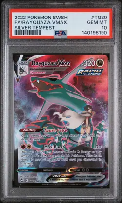2022 POKEMON SWORD & SHIELD SILVER TEMPEST #TG20 FULL ART/RAYQUAZA VMAX PSA 10 - Image 1