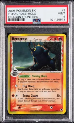 2006 POKEMON EX DRAGON FRONTIERS #3 HERACROSS-HOLO - PSA 9 MINT! - Image 1