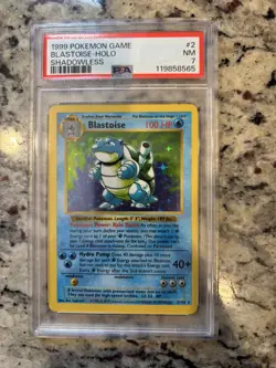 1999 Pokemon Base Set Shadowless Blastoise #2 PSA 7 NM WOTC Holo Rare - Image 1