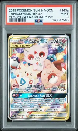 2019 POKEMON SUN & MOON COSMIC ECLIPSE TOGEPI & CLEFFA & IGGLYBUFF GX PSA 9 - Image 1