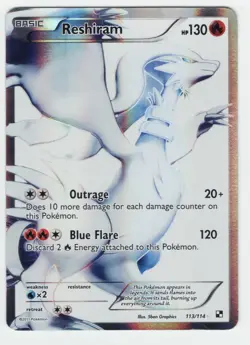 Pokemon TCG Reshiram Full Art Holo Black & White 113/114 - Image 1