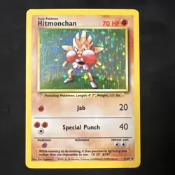 Pokemon TCG Hitmonchan Base Set Holo Unlimited Rare Card 7/102 LP/MP Condition - Image 1