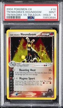 2004 POKEMON EX TEAM MAGMA VS TEAM AQUA #10 TEAM MAGMA'S HOUNDOOM-HOLO PSA 9 - Image 1