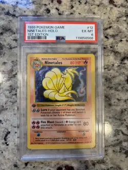 1999 Pokemon Base Set 1st Edition Ninetales #12 PSA 6 EX-MT Shadowless Holo Rare - Image 1