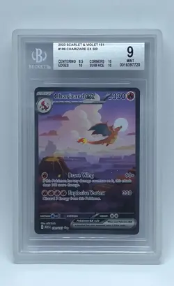 Pokemon Charizard ex 199/165 Scarlet & Violet 151 SIR Holo EX Beckett 9 - Image 1
