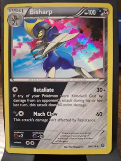 Bisharp 64/114 XY-Steam Siege Holo Shiny Rare Pokemon 2016 MP - Image 1
