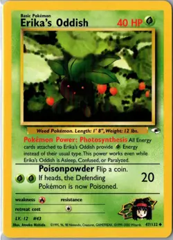 ERIKA'S ODDISH 47/132 UNCOMMON GYM HEROES POKEMON MP - Image 1