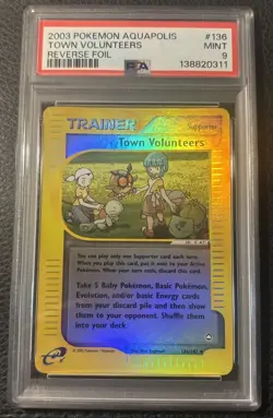2003 Pokemon Aquapolis Town Volunteers Rev Holo #136 PSA 9🔥Mint Cert# 138820311 - Image 1