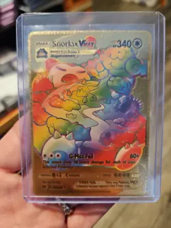 Snorlax Vmax Rainbow Gold Foil Fan Art Premium Vinyl Collector Card - Image 1