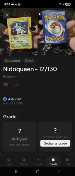 Nidoqueen #12/130 Holo Rare - Base Set 2 WOTC Pokemon Card - LP/NM - AI Grade 7 - Image 2