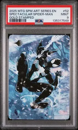 2025 MTG MARVEL'S SPIDER-MAN ART SERIES #52 SPECTACULAR GOLD STAMPED PSA 9 - Image 1
