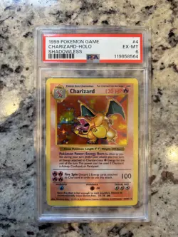 1999 Pokemon Base Set Shadowless Charizard #4 PSA 6 EX-MT WOTC Holo Rare - Image 1