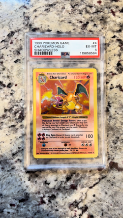 1999 Pokemon Base Set Shadowless Charizard #4 PSA 6 EX-MT WOTC Holo Rare - Image 2
