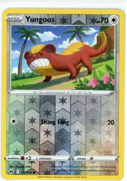 Pokemon TCG Yungoos 117/159 Crown Zenith Reverse Holo - Image 1