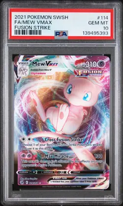 2021 POKEMON SWORD & SHIELD FUSION STRIKE #114 FULL ART/MEW VMAX PSA 10 - Image 1