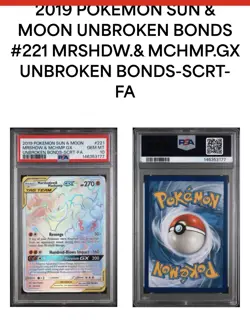 Pokemon Marshadow & Machamp GX Unbroken Bonds 221/214 Secret Rare Holo PSA 10 - Image 3