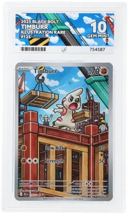 Pokemon TCG 2025 Black Bolt Timburr 125/086 Illustration Rare ACE Gem Mint 10 - Image 3