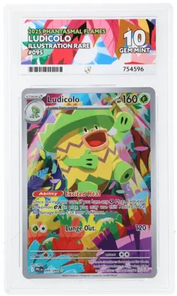 Pokemon TCG Phantasmal Flames Ludicolo 095/094 Illustration Rare ACE Gem Mint 10 - Image 3