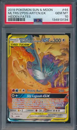 2019 Pokemon Sun & Moon 44 Moltres Zapdos Articuno GX Hidden Fates PSA 10 - 3134 - Image 1