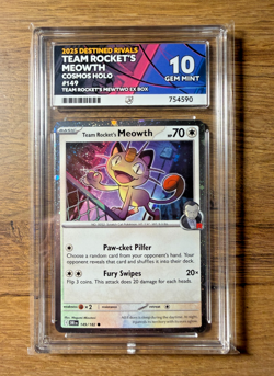Pokemon TCG Destined Rivals Team Rocket's Meowth 149/182 Cosmo Holo ACE Mint 10 - Image 1