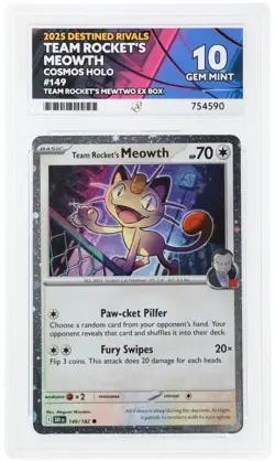 Pokemon TCG Destined Rivals Team Rocket's Meowth 149/182 Cosmo Holo ACE Mint 10 - Image 3
