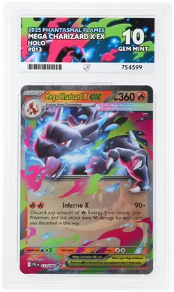 Pokemon TCG Phantasmal Flames Mega Charizard X ex 013/094 Holo ACE Gem Mint 10 - Image 3